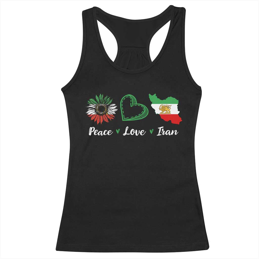 Peace Love Iran Racerback Tank Top Sunflower Flag