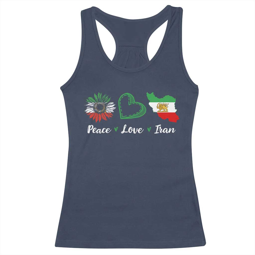 Peace Love Iran Racerback Tank Top Sunflower Flag