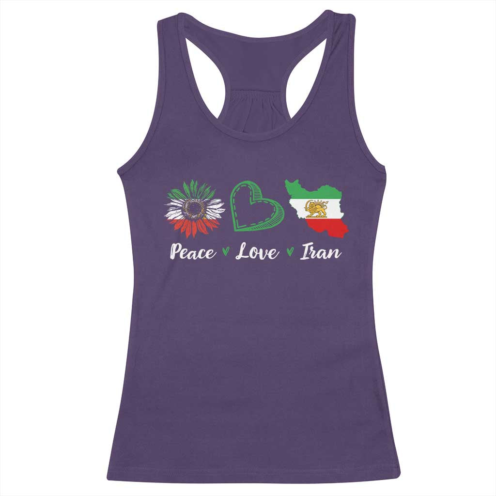 Peace Love Iran Racerback Tank Top Sunflower Flag