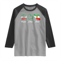 Peace Love Iran Raglan Shirt Sunflower Flag