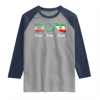 Peace Love Iran Raglan Shirt Sunflower Flag