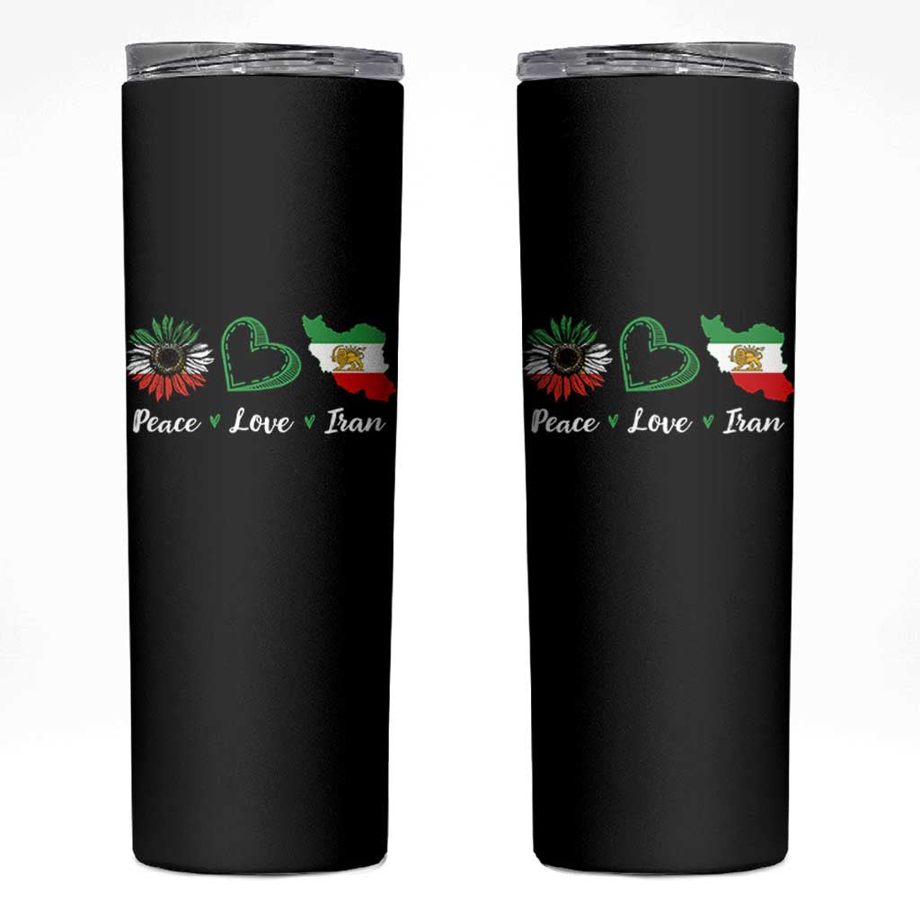 Peace Love Iran Skinny Tumbler Sunflower Flag