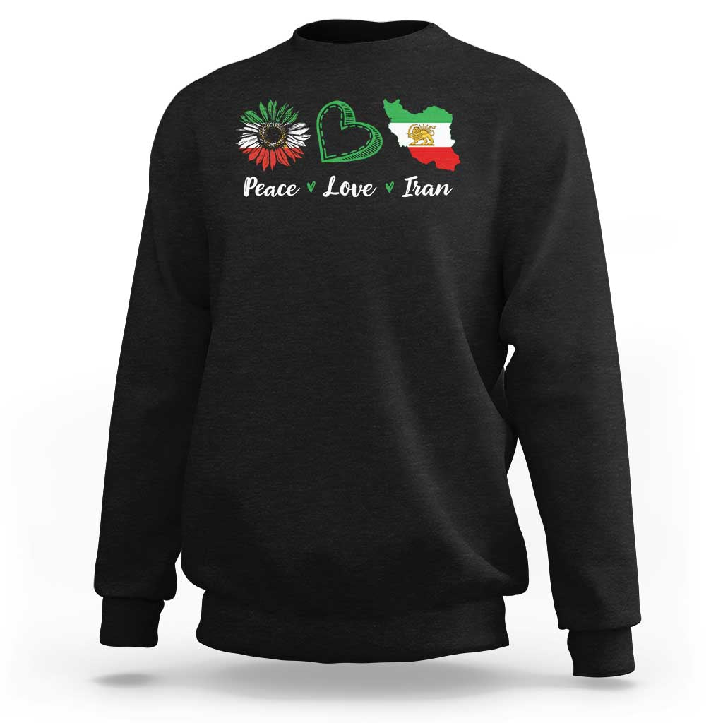 Peace Love Iran Sweatshirt Sunflower Flag