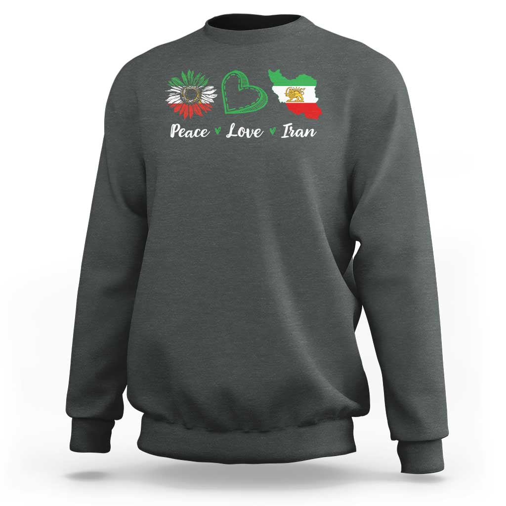 Peace Love Iran Sweatshirt Sunflower Flag