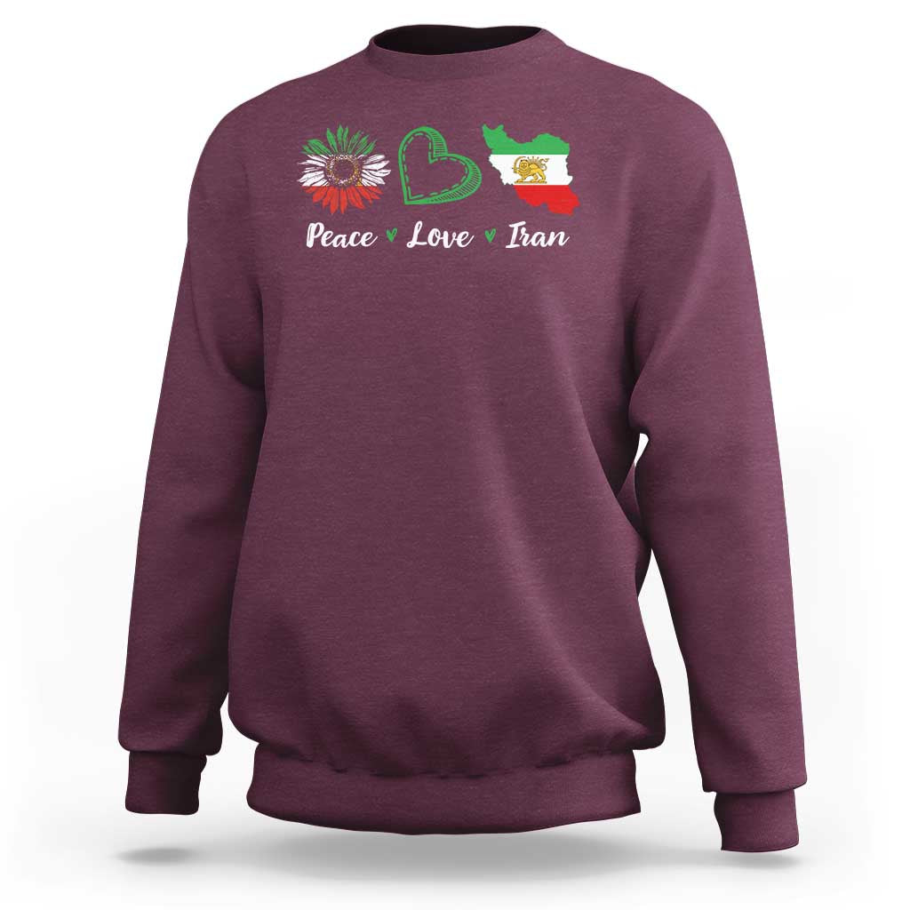 Peace Love Iran Sweatshirt Sunflower Flag