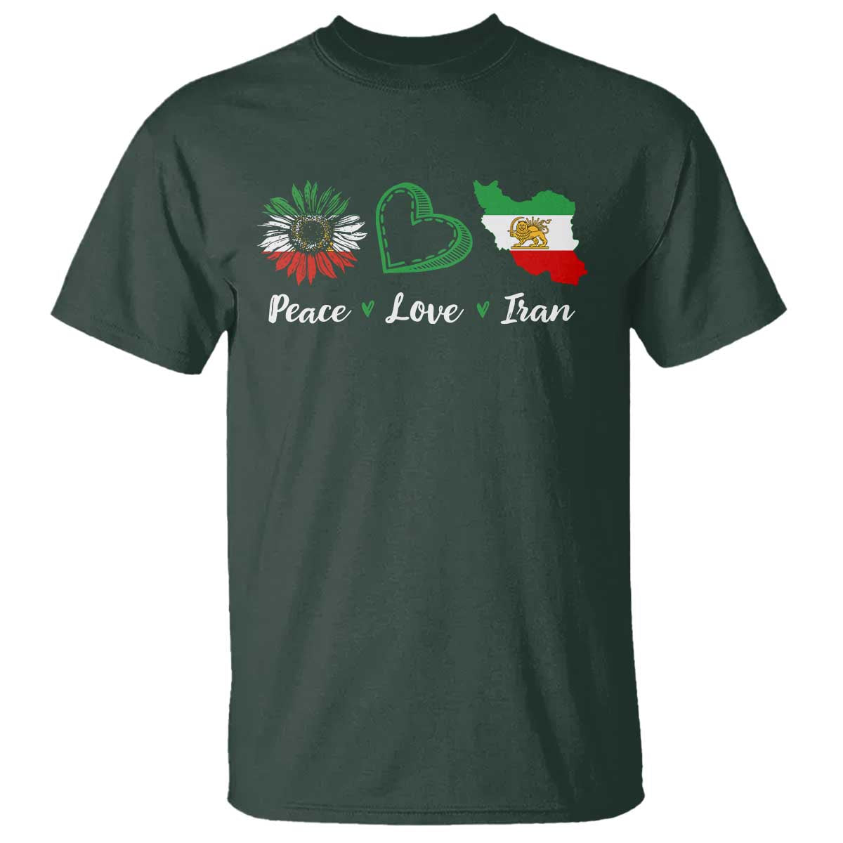 Peace Love Iran T Shirt Sunflower Flag