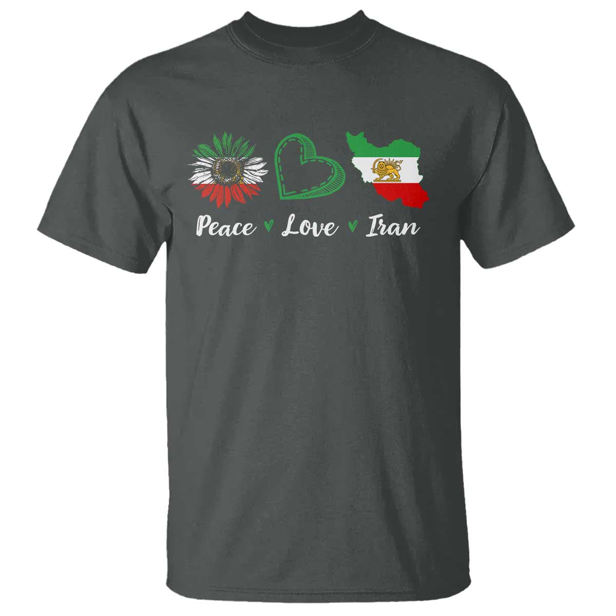 Peace Love Iran T Shirt Sunflower Flag