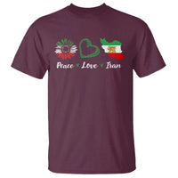 Peace Love Iran T Shirt Sunflower Flag