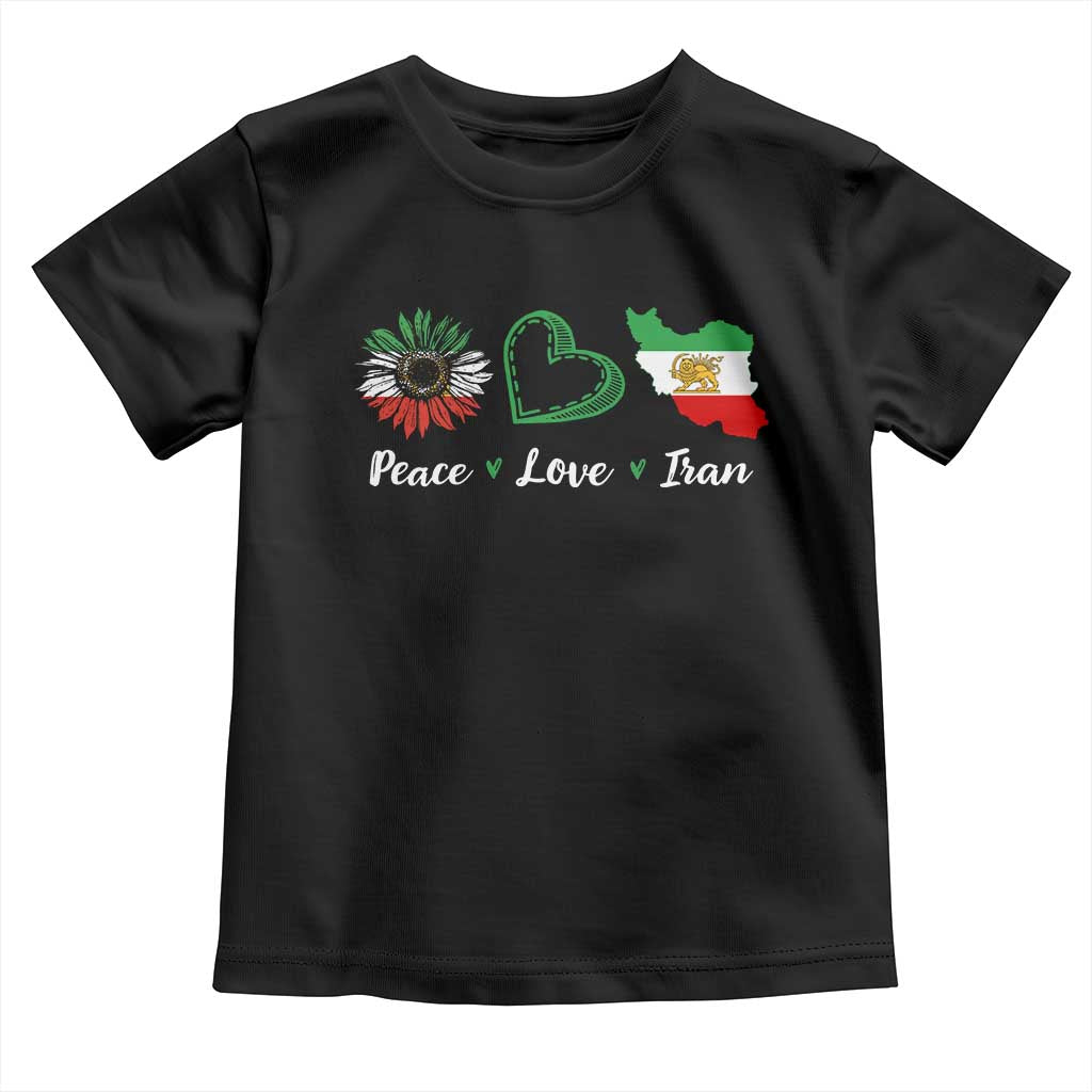 Peace Love Iran Toddler T Shirt Sunflower Flag