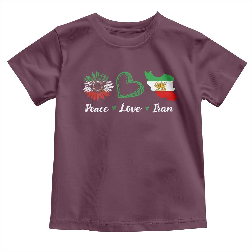 Peace Love Iran Toddler T Shirt Sunflower Flag