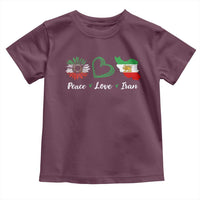 Peace Love Iran Toddler T Shirt Sunflower Flag
