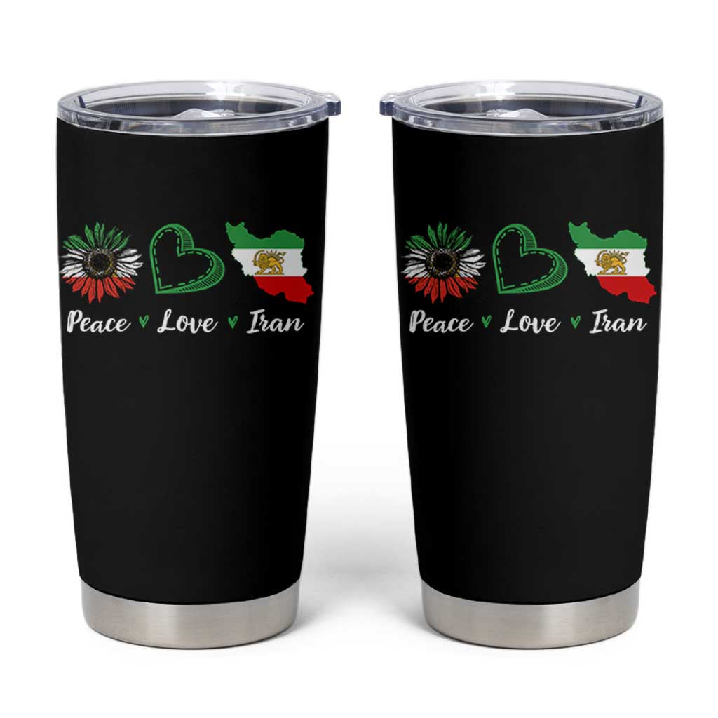 Peace Love Iran Tumbler Cup Sunflower Flag
