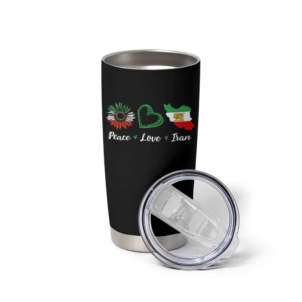 Peace Love Iran Tumbler Cup Sunflower Flag