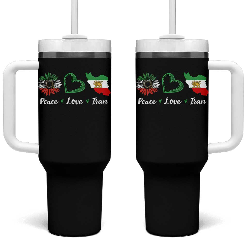 Peace Love Iran Tumbler With Handle Sunflower Flag
