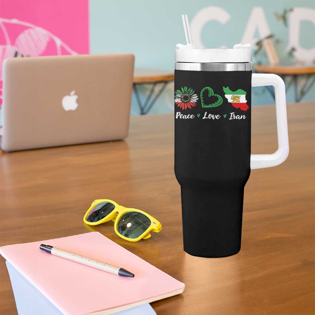 Peace Love Iran Tumbler With Handle Sunflower Flag