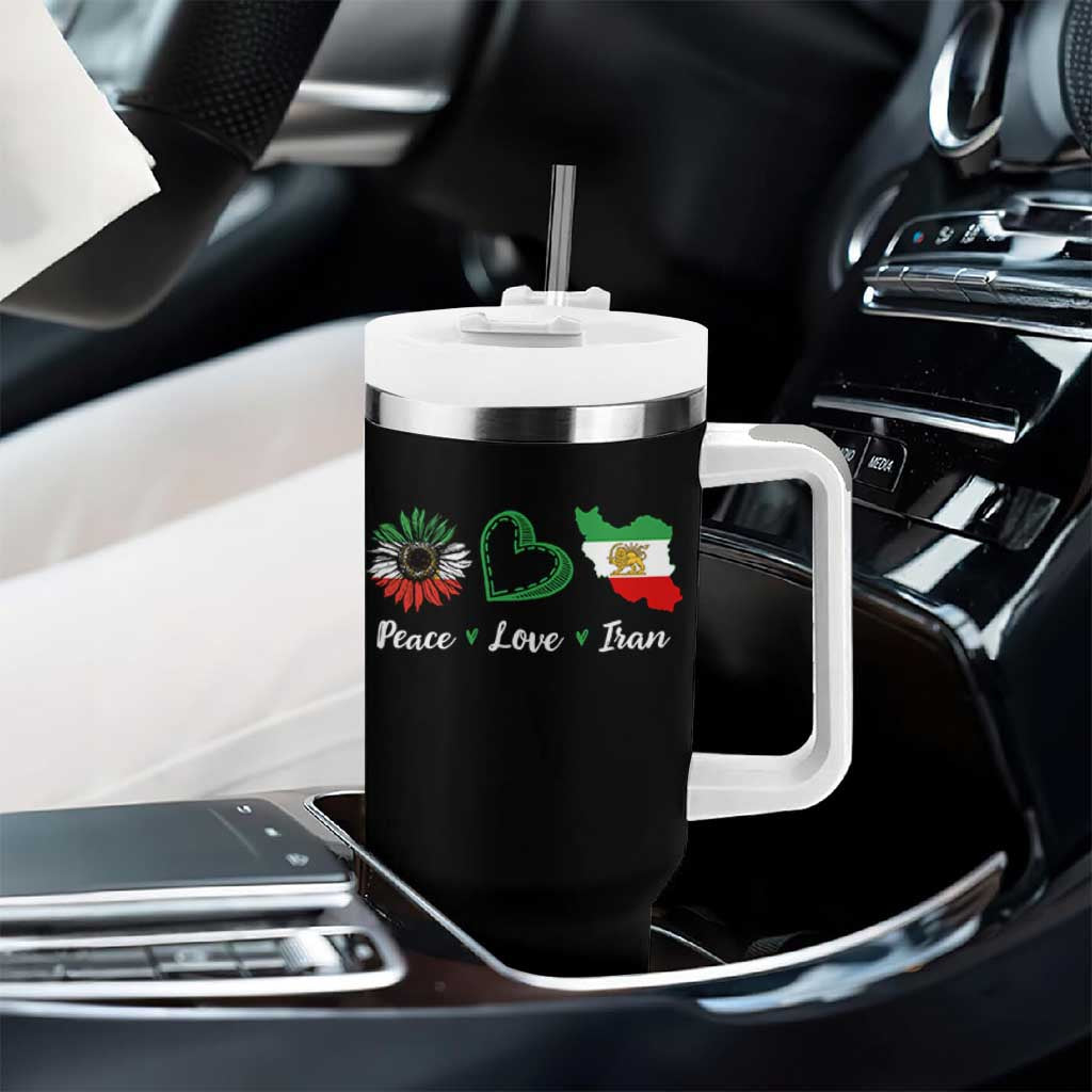 Peace Love Iran Tumbler With Handle Sunflower Flag