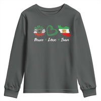 Peace Love Iran Youth Sweatshirt Sunflower Flag