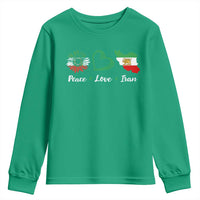 Peace Love Iran Youth Sweatshirt Sunflower Flag