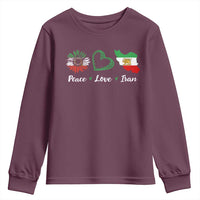 Peace Love Iran Youth Sweatshirt Sunflower Flag