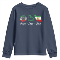 Peace Love Iran Youth Sweatshirt Sunflower Flag