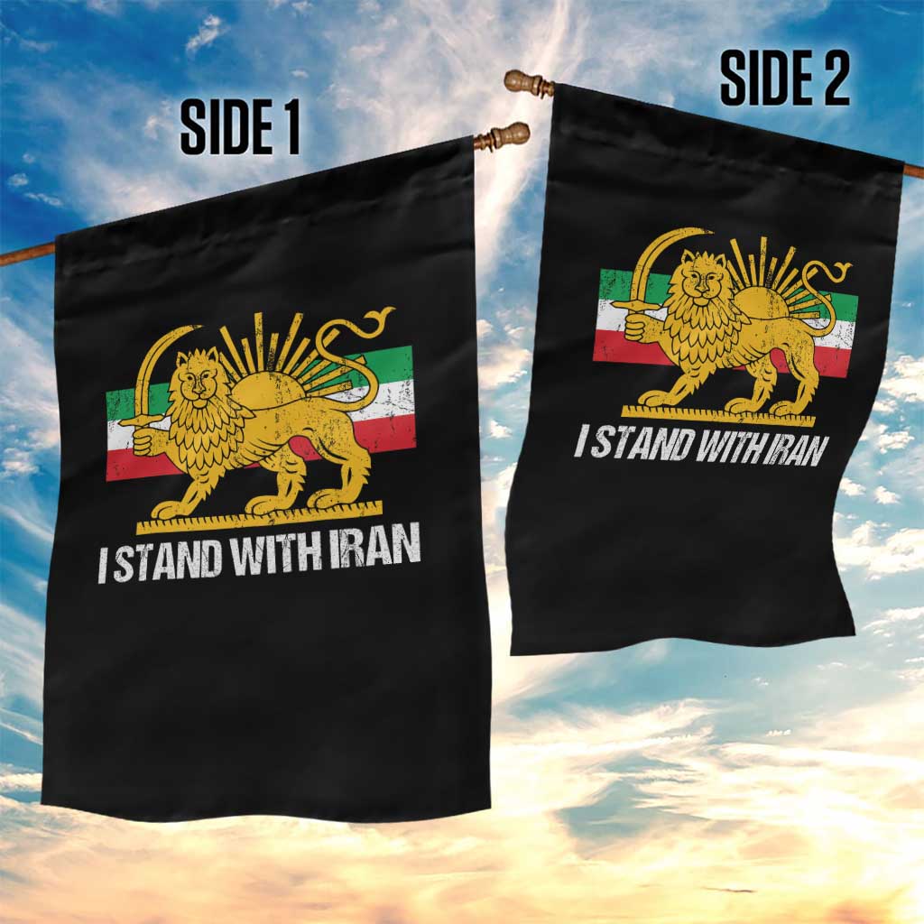 I Stand With Iran Garden Flag Shir o Khorshid Lion And Sun Iran Persia