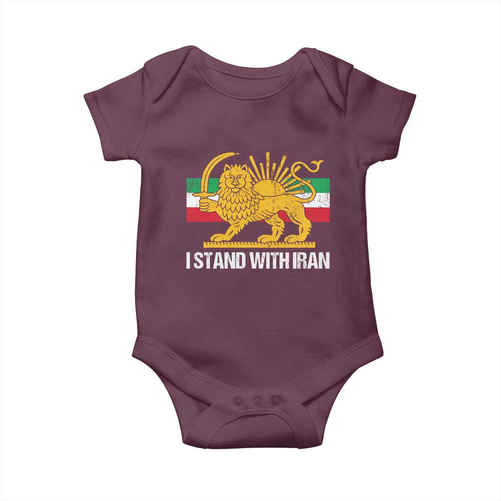 I Stand With Iran Baby Onesie Shir o Khorshid Lion And Sun Iran Persia