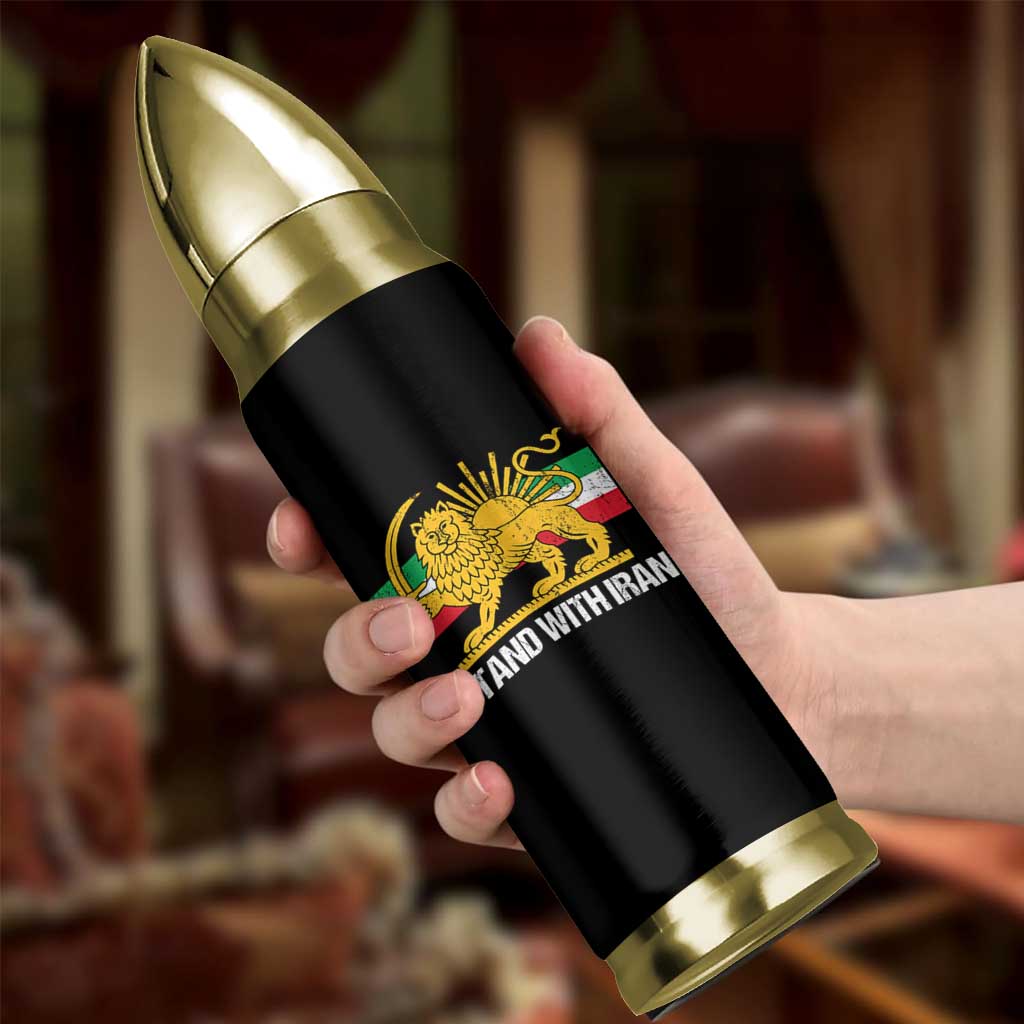 I Stand With Iran Bullet Tumbler Shir o Khorshid Lion And Sun Iran Persia