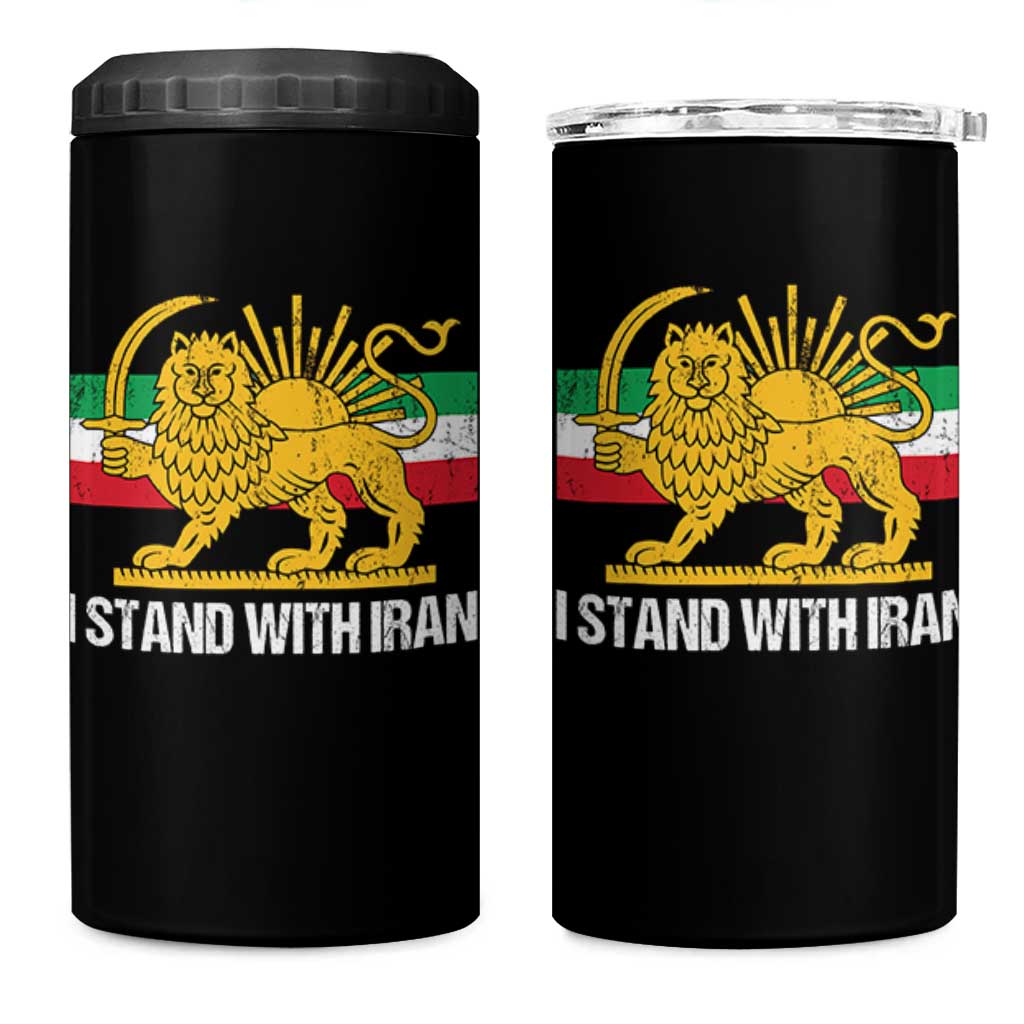 I Stand With Iran 4 in 1 Can Cooler Tumbler Shir o Khorshid Lion And Sun Iran Persia