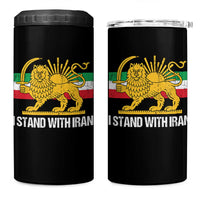 I Stand With Iran 4 in 1 Can Cooler Tumbler Shir o Khorshid Lion And Sun Iran Persia