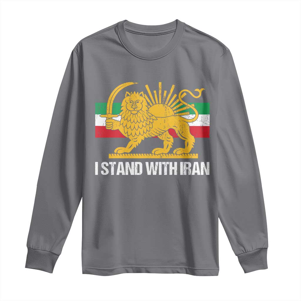 I Stand With Iran Long Sleeve Shirt Shir o Khorshid Lion And Sun Iran Persia