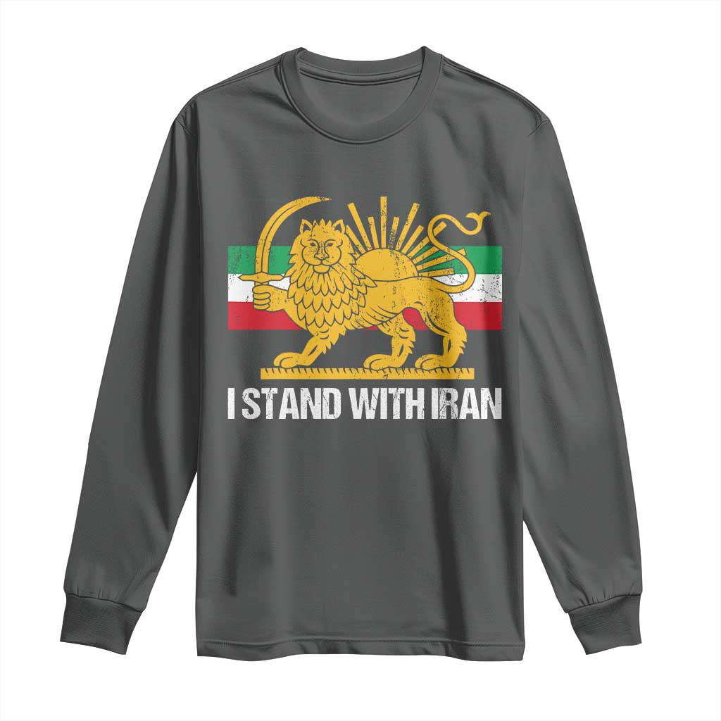 I Stand With Iran Long Sleeve Shirt Shir o Khorshid Lion And Sun Iran Persia