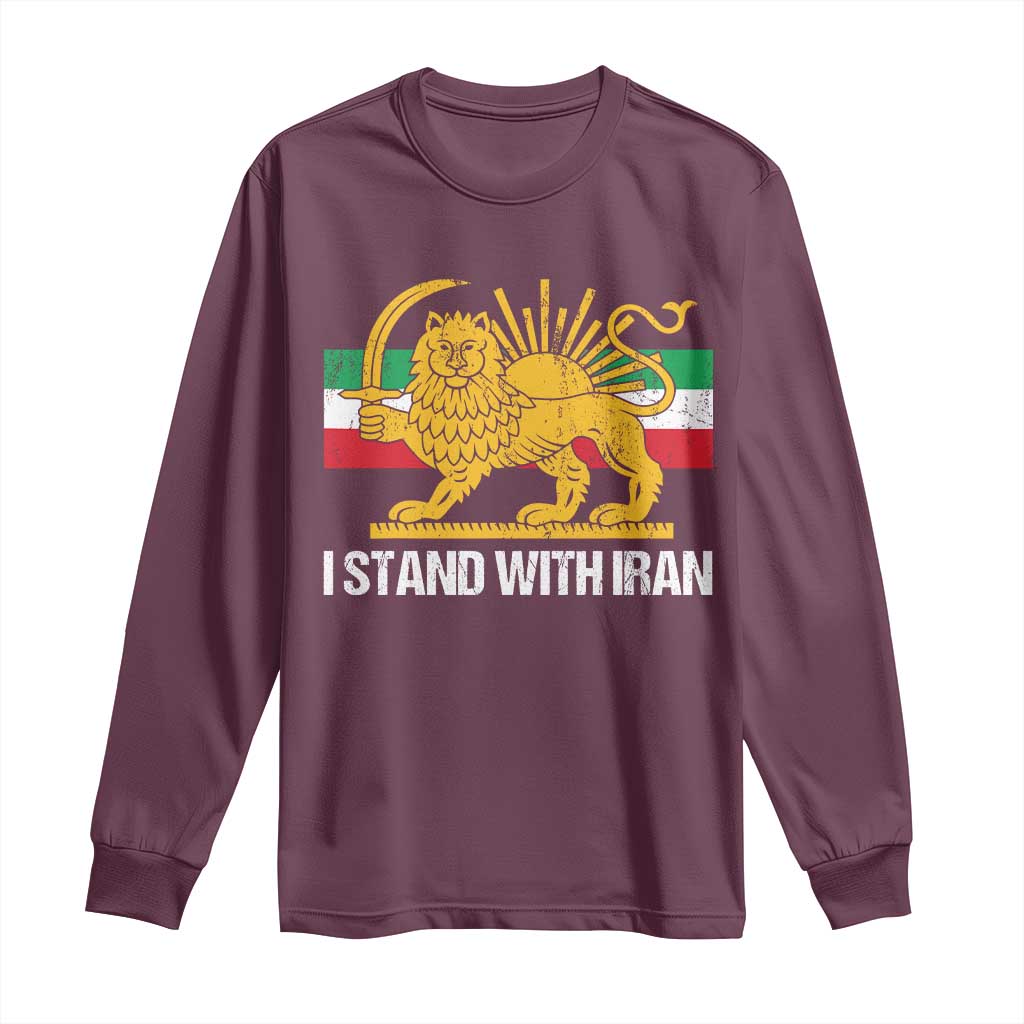 I Stand With Iran Long Sleeve Shirt Shir o Khorshid Lion And Sun Iran Persia