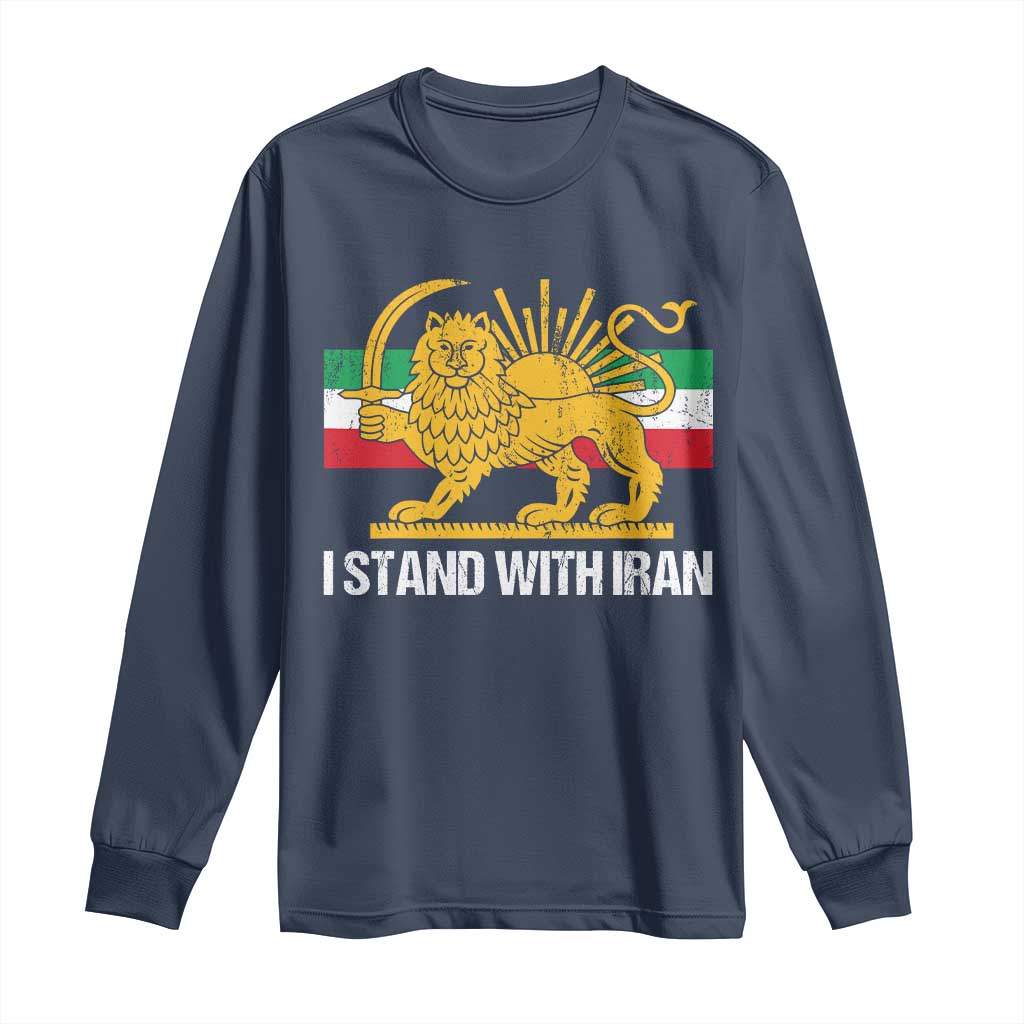 I Stand With Iran Long Sleeve Shirt Shir o Khorshid Lion And Sun Iran Persia