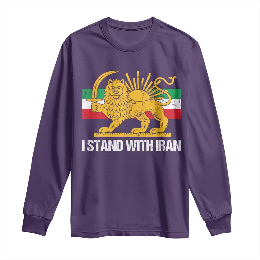 I Stand With Iran Long Sleeve Shirt Shir o Khorshid Lion And Sun Iran Persia