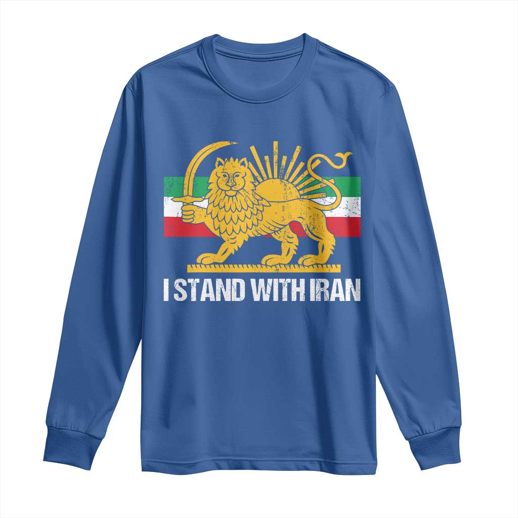 I Stand With Iran Long Sleeve Shirt Shir o Khorshid Lion And Sun Iran Persia