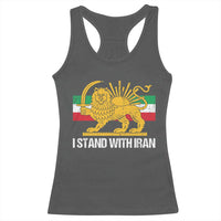 I Stand With Iran Racerback Tank Top Shir o Khorshid Lion And Sun Iran Persia