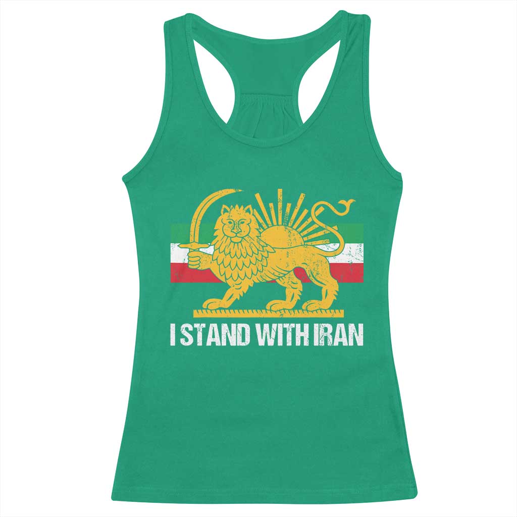 I Stand With Iran Racerback Tank Top Shir o Khorshid Lion And Sun Iran Persia