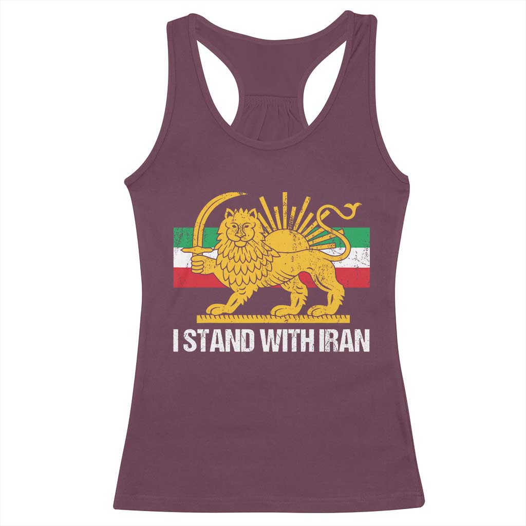 I Stand With Iran Racerback Tank Top Shir o Khorshid Lion And Sun Iran Persia