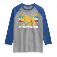 I Stand With Iran Raglan Shirt Shir o Khorshid Lion And Sun Iran Persia