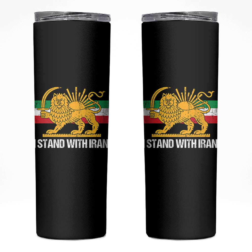 I Stand With Iran Skinny Tumbler Shir o Khorshid Lion And Sun Iran Persia