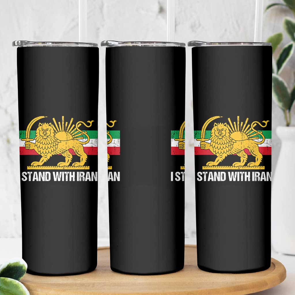 I Stand With Iran Skinny Tumbler Shir o Khorshid Lion And Sun Iran Persia