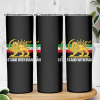 I Stand With Iran Skinny Tumbler Shir o Khorshid Lion And Sun Iran Persia