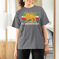 I Stand With Iran T Shirt For Women Shir o Khorshid Lion And Sun Iran Persia