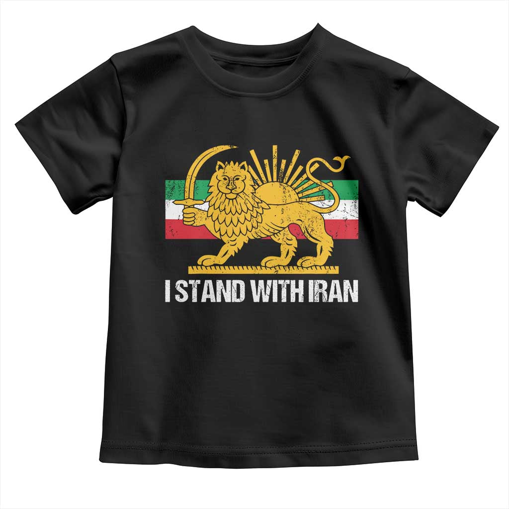 I Stand With Iran Toddler T Shirt Shir o Khorshid Lion And Sun Iran Persia