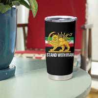 I Stand With Iran Tumbler Cup Shir o Khorshid Lion And Sun Iran Persia