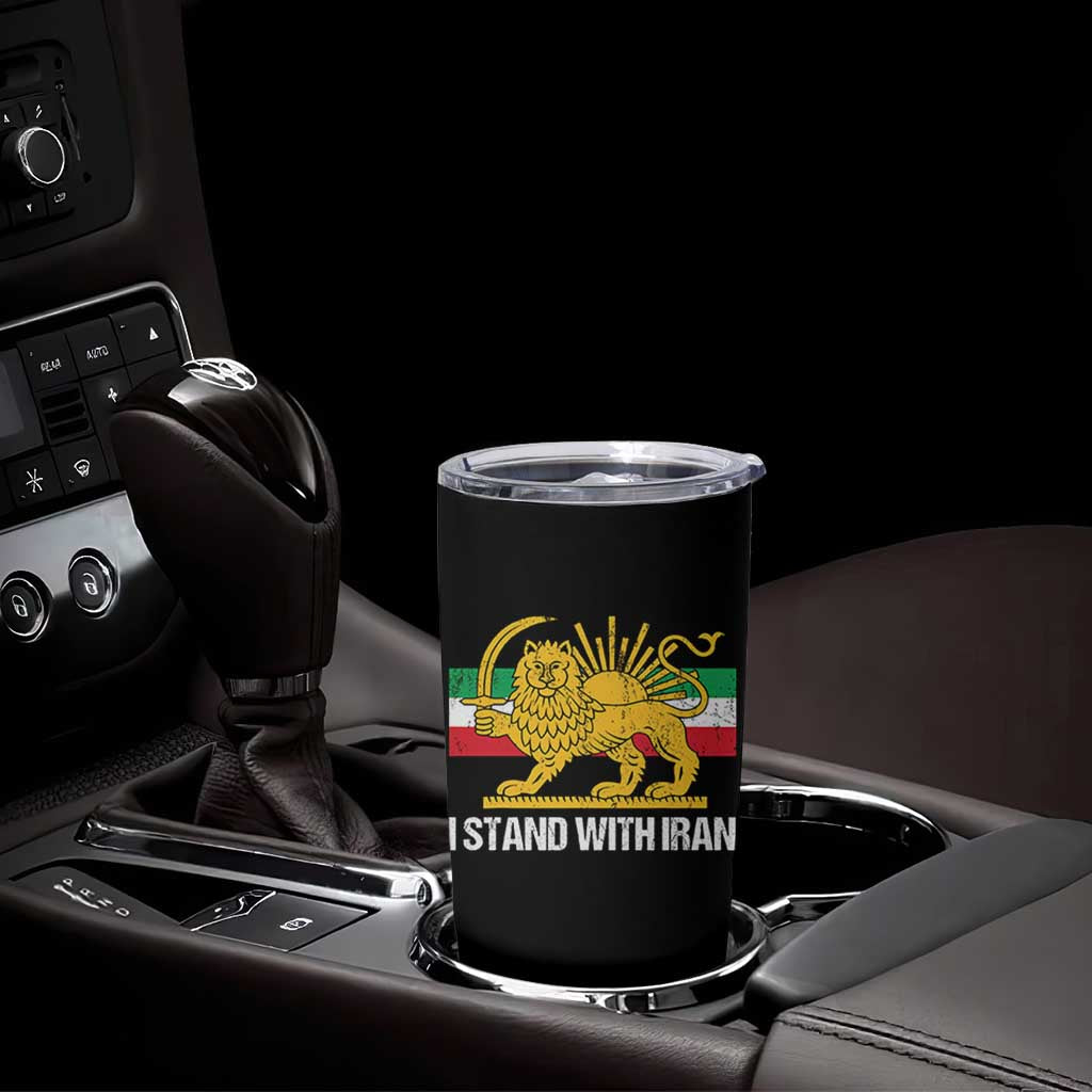 I Stand With Iran Tumbler Cup Shir o Khorshid Lion And Sun Iran Persia