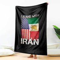 I Stand With Iran Throw Blanket Persian American Flag USA Persia Lion And Sun Iran