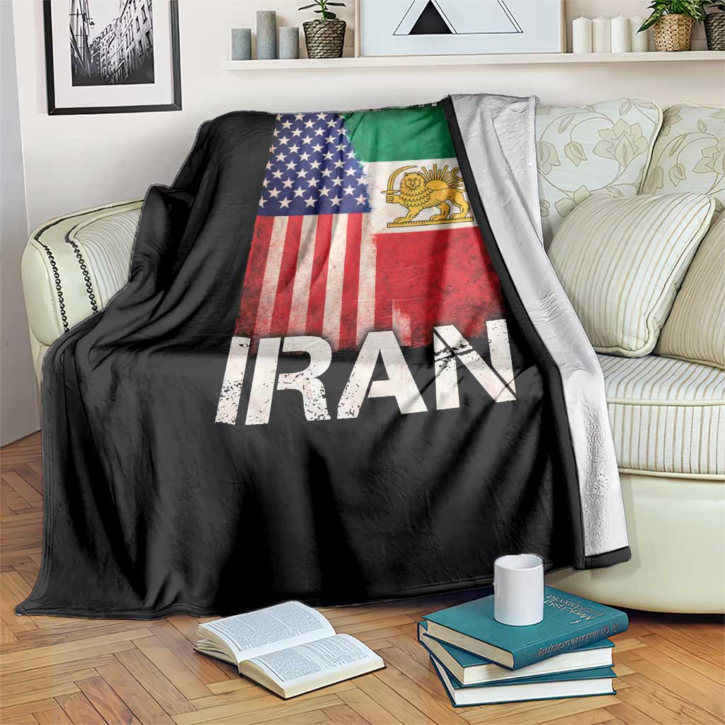 I Stand With Iran Throw Blanket Persian American Flag USA Persia Lion And Sun Iran