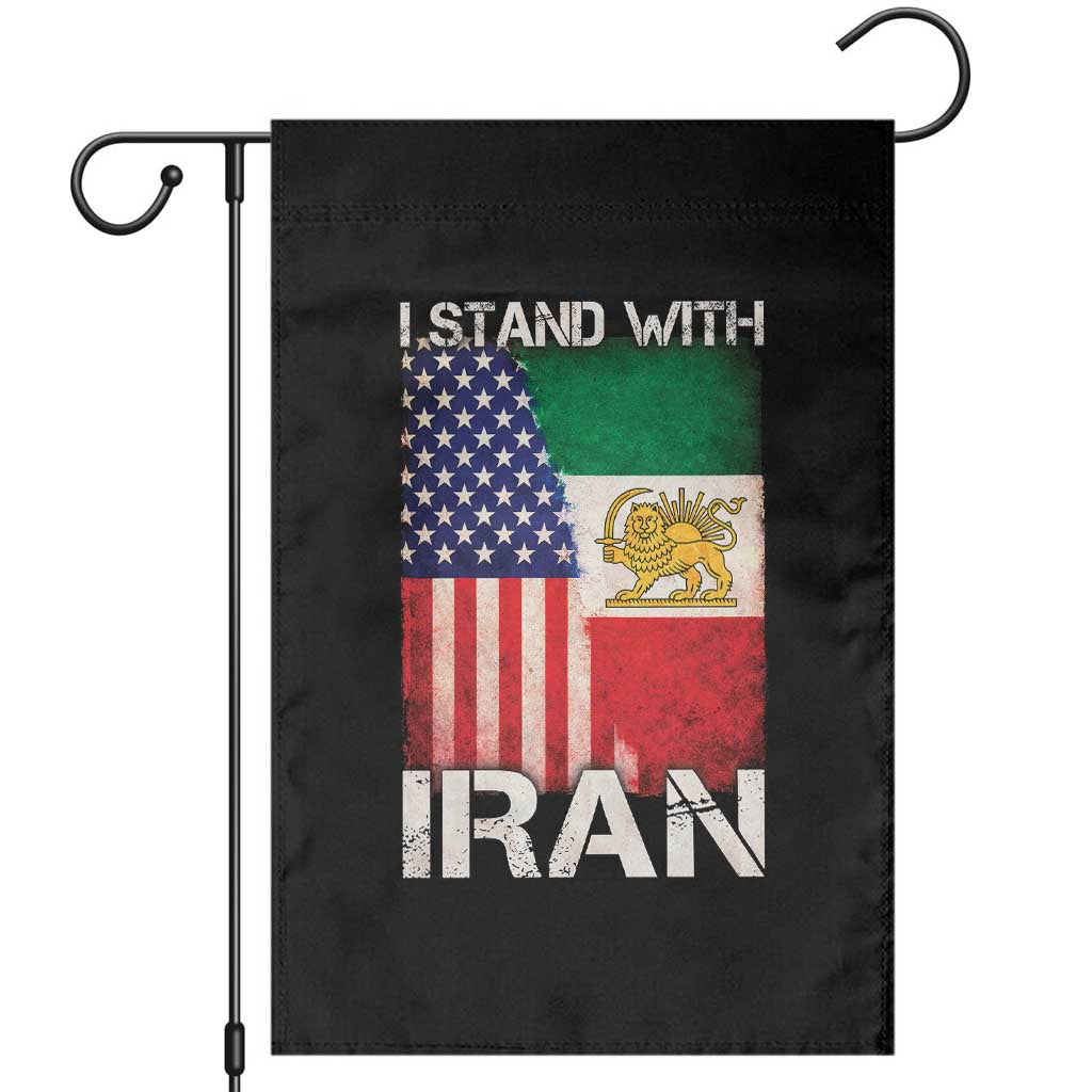 I Stand With Iran Garden Flag Persian American Flag USA Persia Lion And Sun Iran