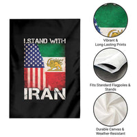 I Stand With Iran Garden Flag Persian American Flag USA Persia Lion And Sun Iran